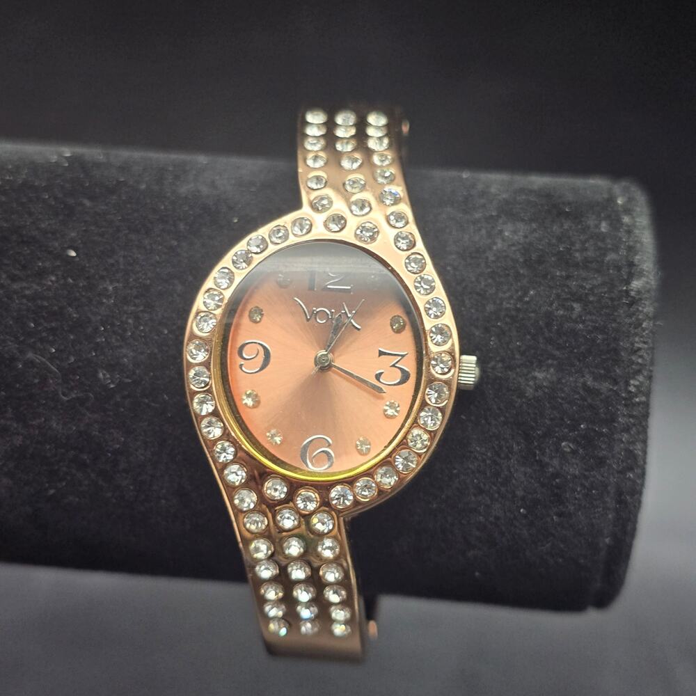 Voux Rhinestone Clamper Watch Gold Tone Womens Wrist Watch Works View 2